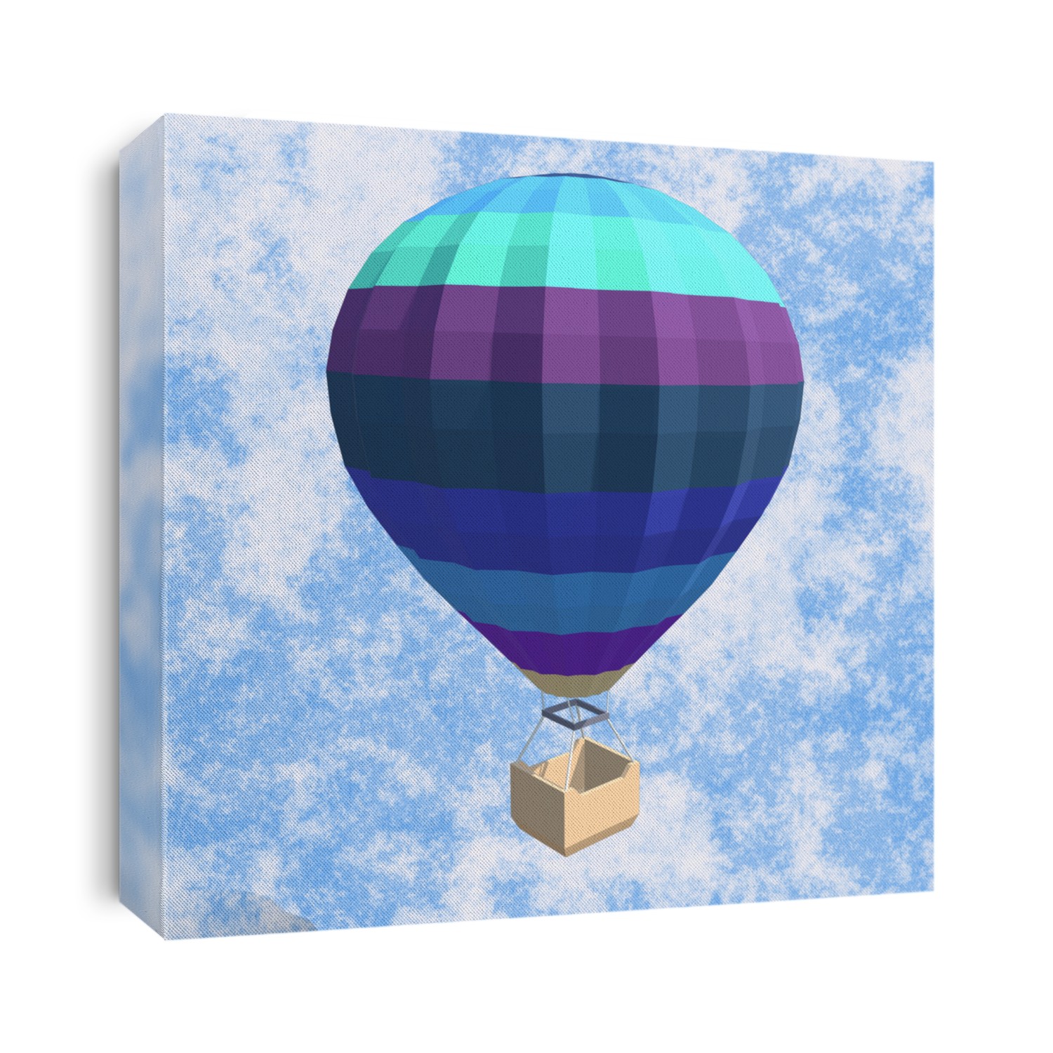 Low Poly CartoonHot Air Balloon 3D Model Rendering